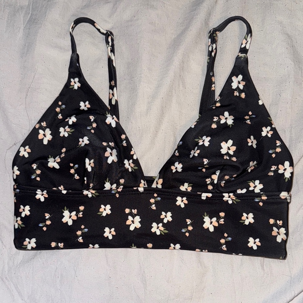 Aeropostale Black Floral Swim Top